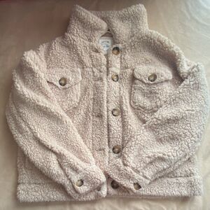 Hippie Rose Collared Button Front Jacket Pockets Beige Women’s Size L